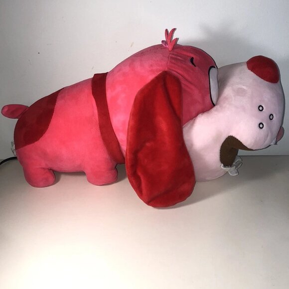 Good Stuff Illustrated Style Face Pink Dog Plush Stuffed Animal Toy 13" Long - Picture 2 of 4